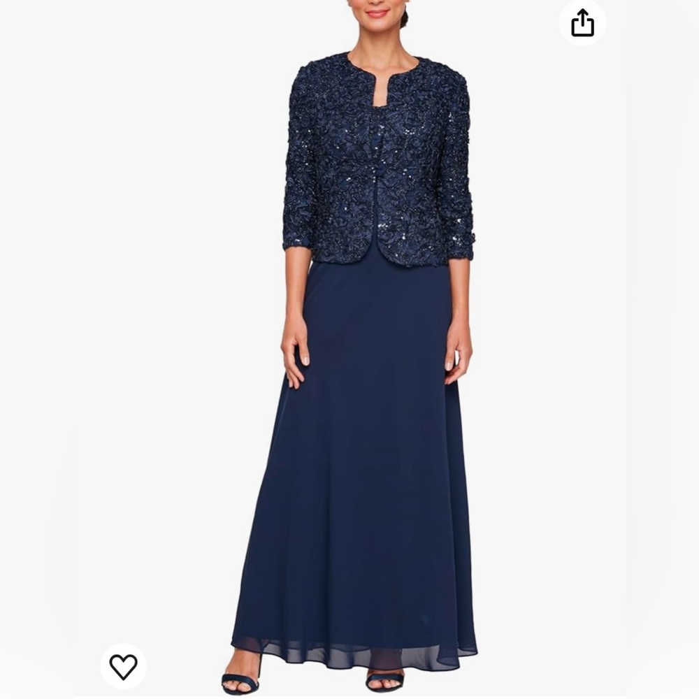 Alex Evenings petite soutache bodice gown and jacket and capelet